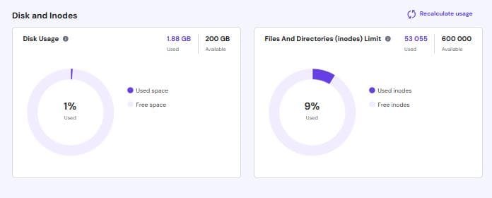 Hostinger Usage Panel